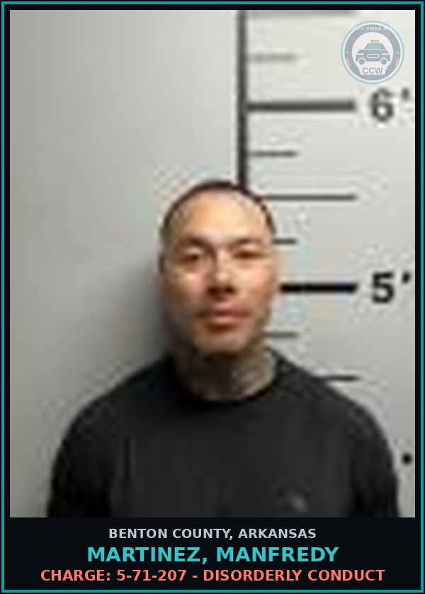 Booking mugshot of Martinez, Manfredy in Benton County