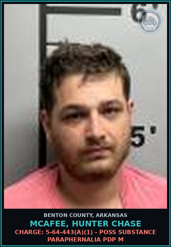 Booking mugshot of Mcafee, Hunter Chase in Benton County