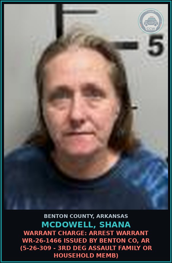 Booking mugshot of Mcdowell, Shana in Benton County