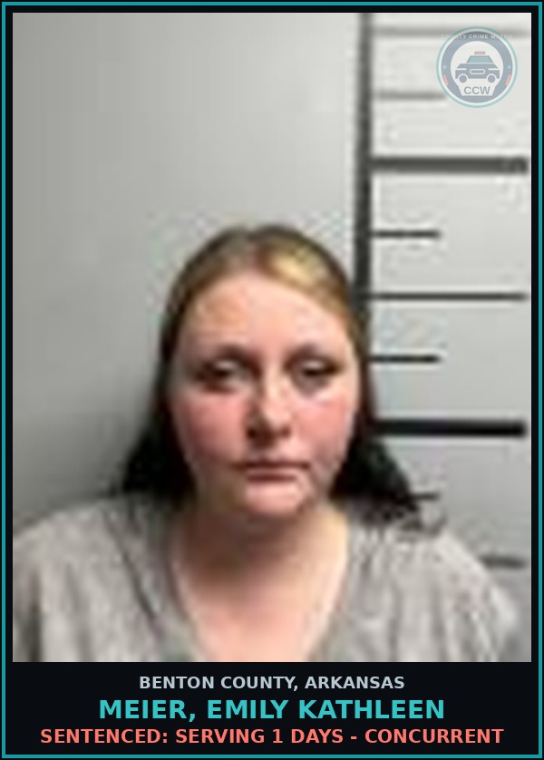 Booking mugshot of Meier, Emily Kathleen in Benton County