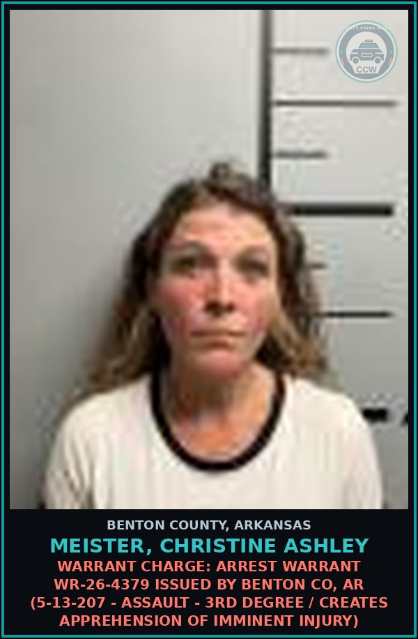 Booking mugshot of Meister, Christine Ashley in Benton County
