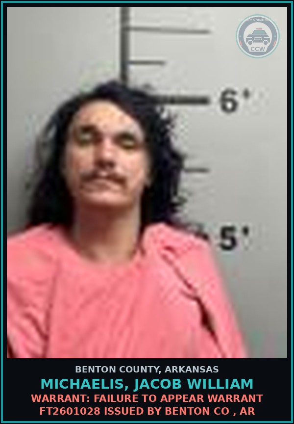 Booking mugshot of Michaelis, Jacob William in Benton County
