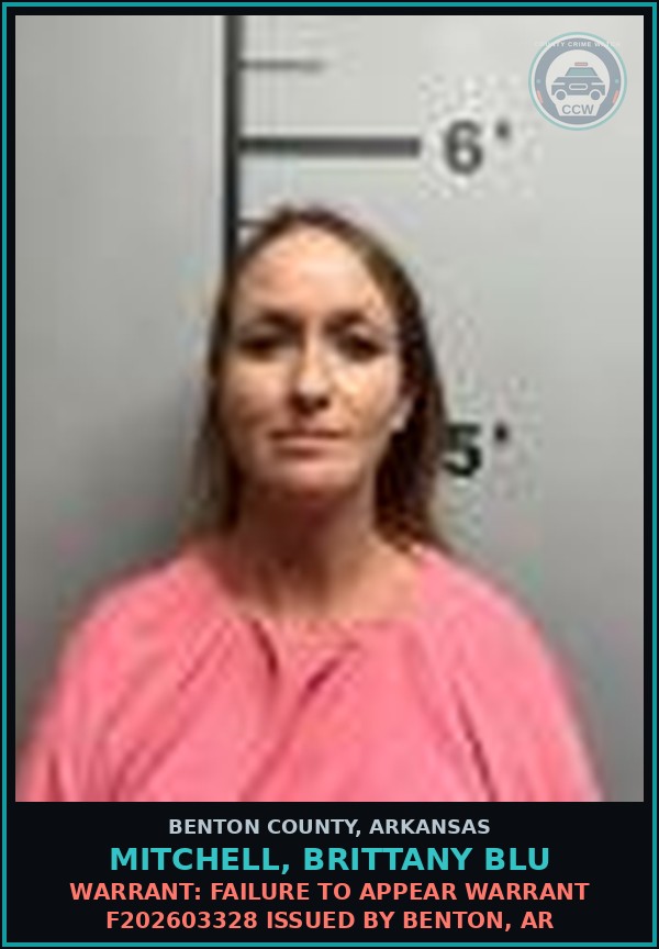 Booking mugshot of Mitchell, Brittany Blu in Benton County