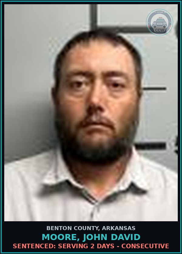 Booking mugshot of Moore, John David in Benton County