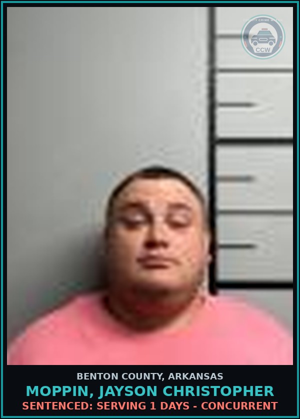 Booking mugshot of Moppin, Jayson Christopher in Benton County