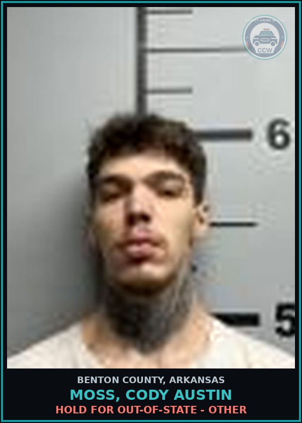 Booking mugshot of Moss, Cody Austin in Benton County