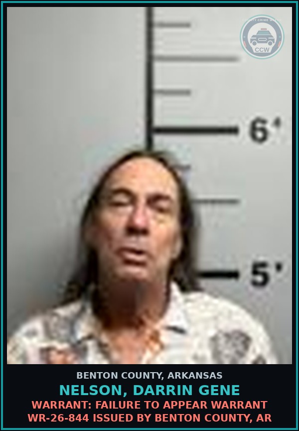 Booking mugshot of Nelson, Darrin Gene in Benton County