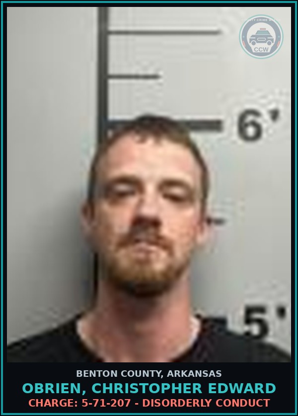 Booking mugshot of Obrien, Christopher Edward in Benton County