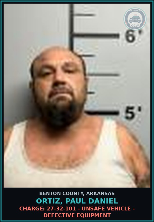 Booking mugshot of Ortiz, Paul Daniel in Benton County