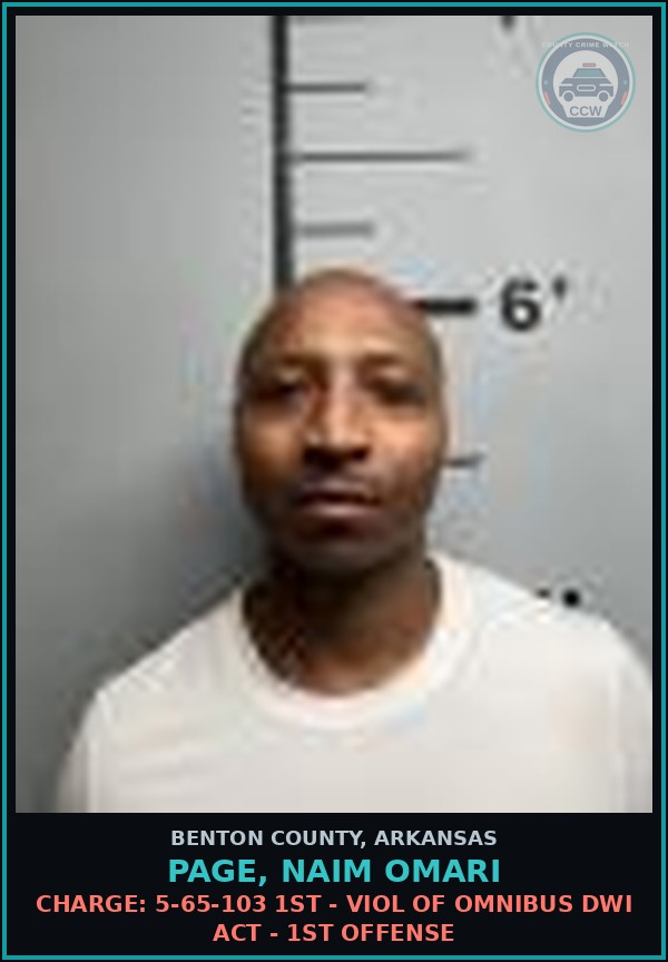 Booking mugshot of Page, Naim Omari in Benton County
