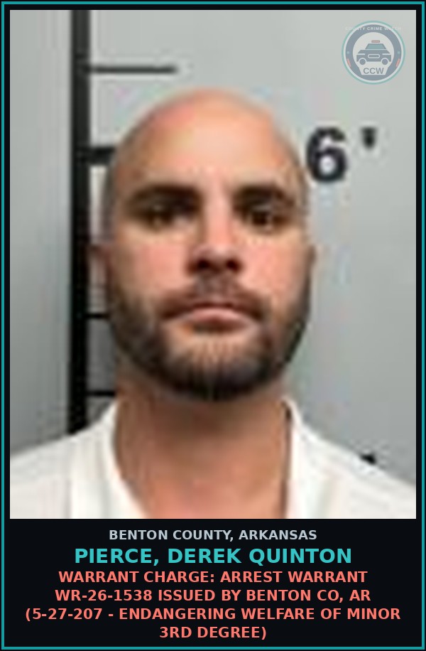 Booking mugshot of Pierce, Derek Quinton in Benton County