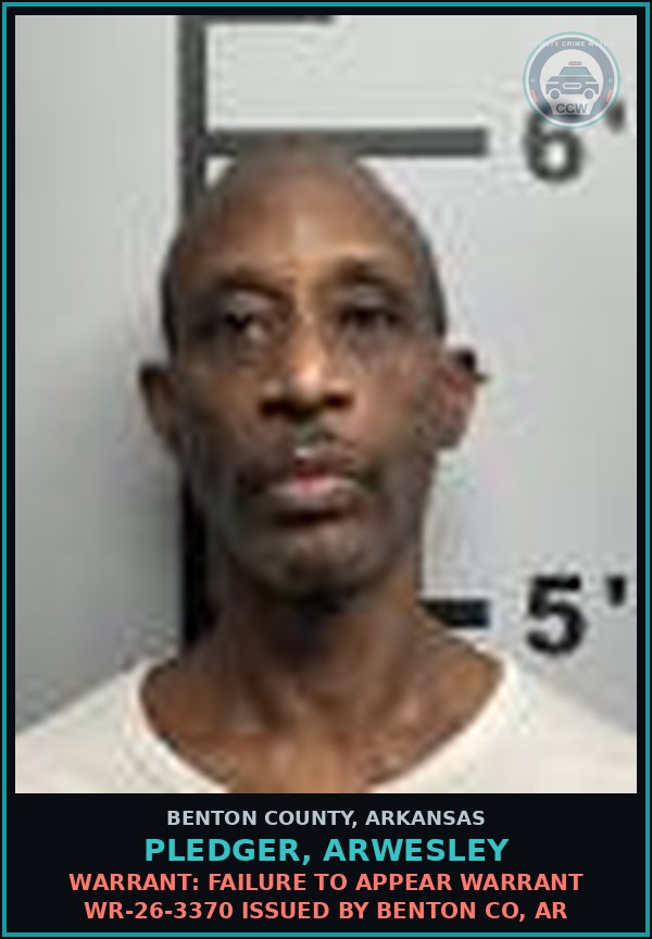 Booking mugshot of Pledger, Arwesley in Benton County