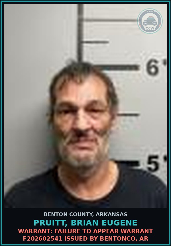 Booking mugshot of Pruitt, Brian Eugene in Benton County