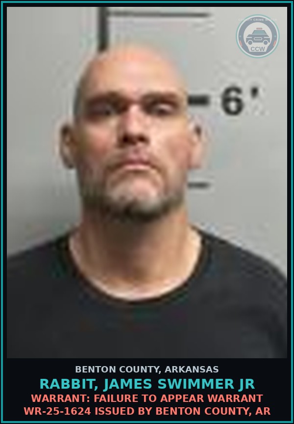 Booking mugshot of Rabbit, James Swimmer Jr in Benton County