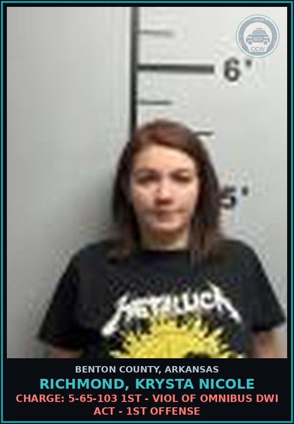 Booking mugshot of Richmond, Krysta Nicole in Benton County