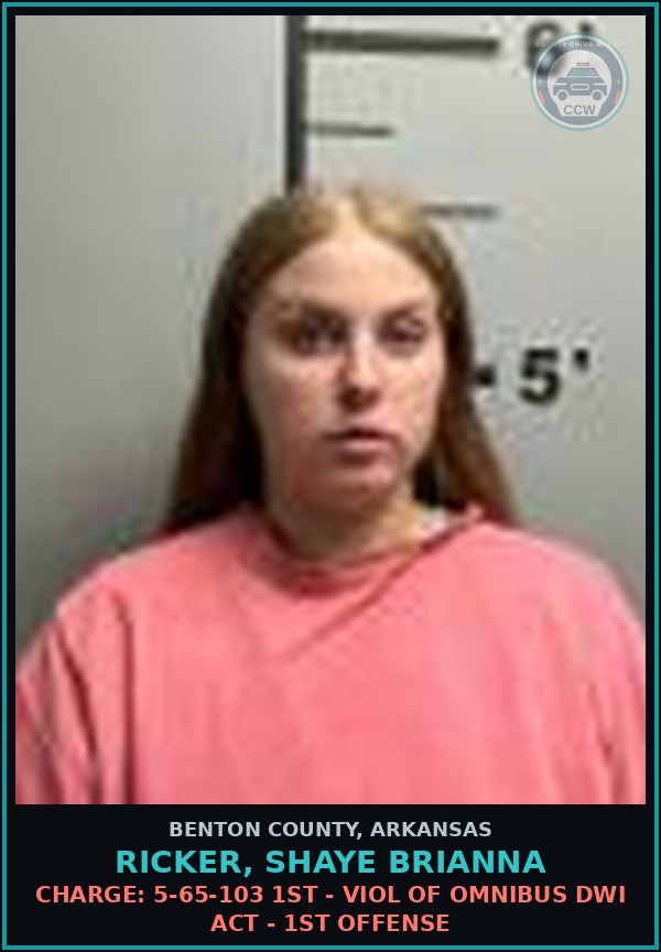 Booking mugshot of Ricker, Shaye Brianna in Benton County
