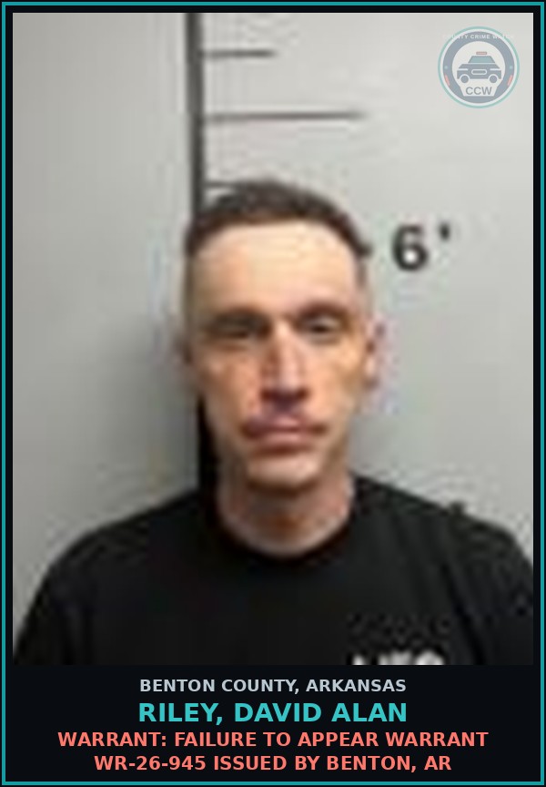 Booking mugshot of Riley, David Alan in Benton County