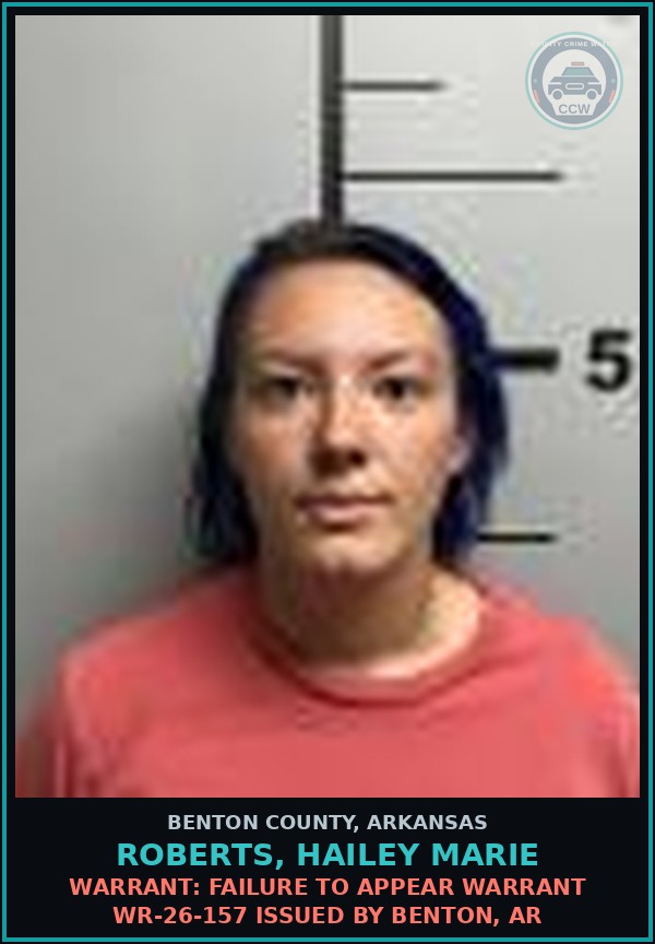 Booking mugshot of Roberts, Hailey Marie in Benton County