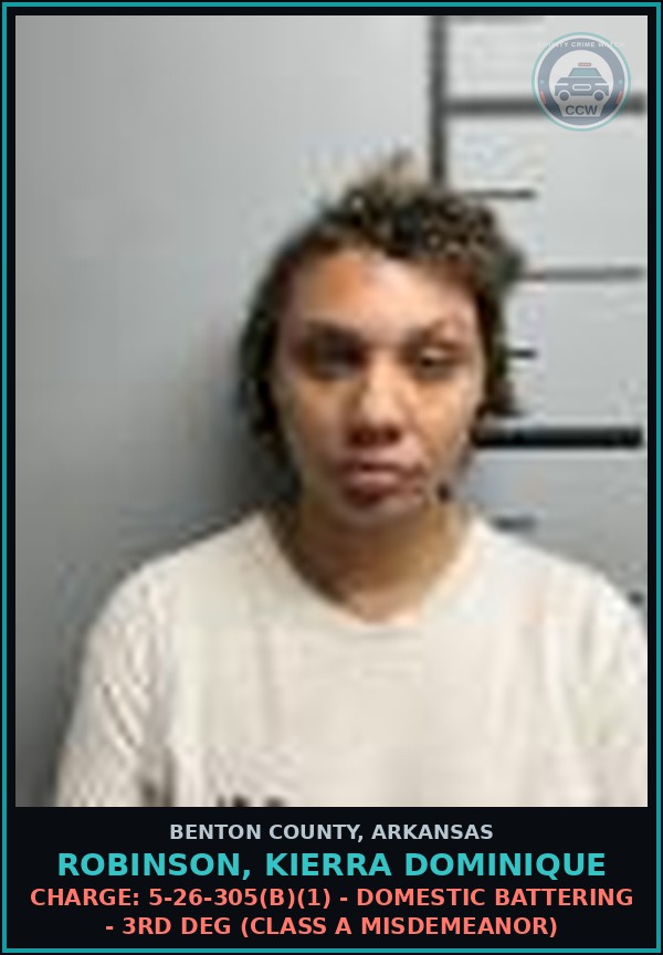 Booking mugshot of Robinson, Kierra Dominique in Benton County