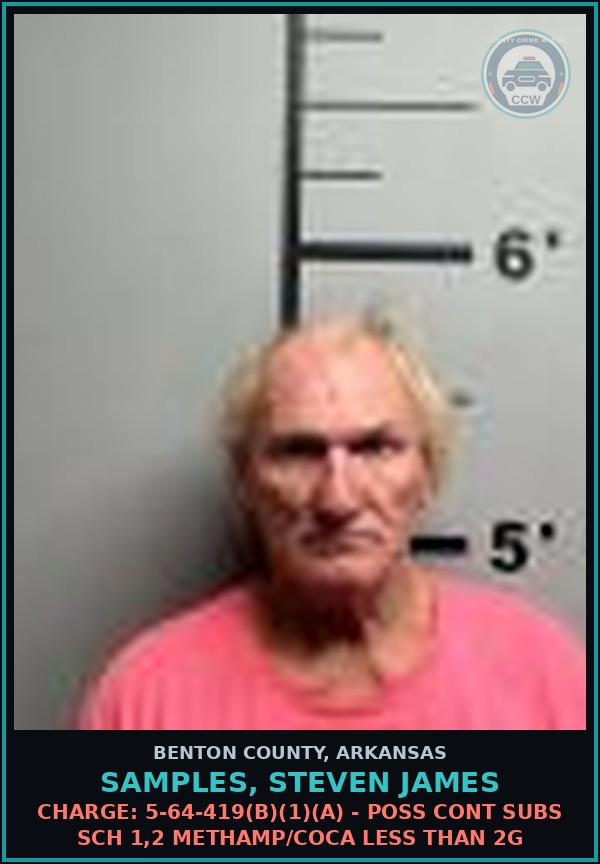 Booking mugshot of Samples, Steven James in Benton County
