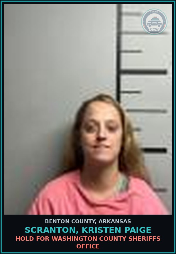 Booking mugshot of Scranton, Kristen Paige in Benton County