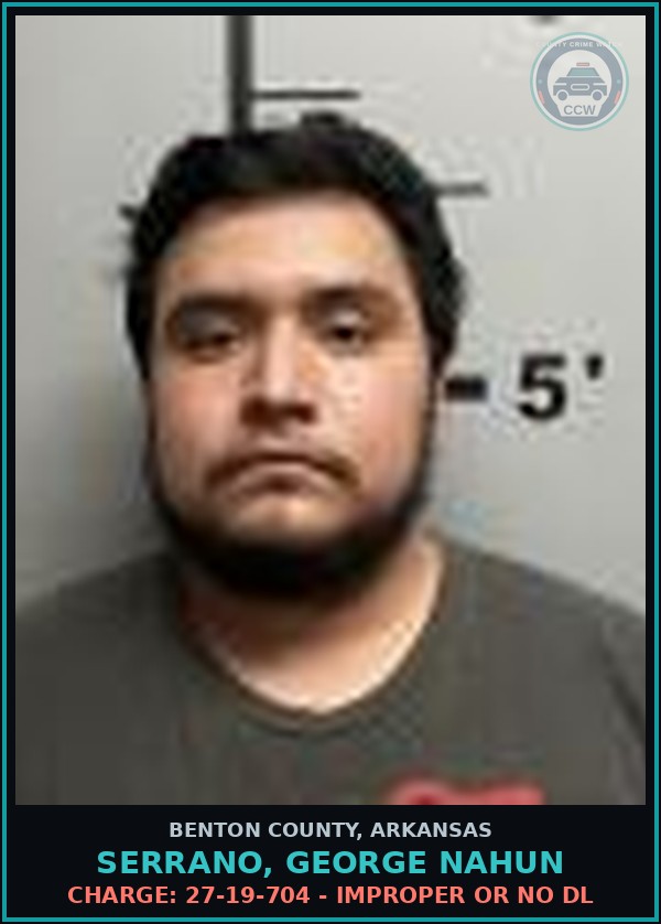 Booking mugshot of Serrano, George Nahun in Benton County