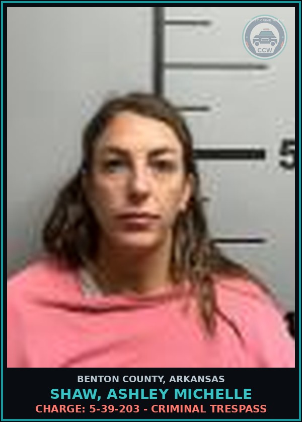 Booking mugshot of Shaw, Ashley Michelle in Benton County