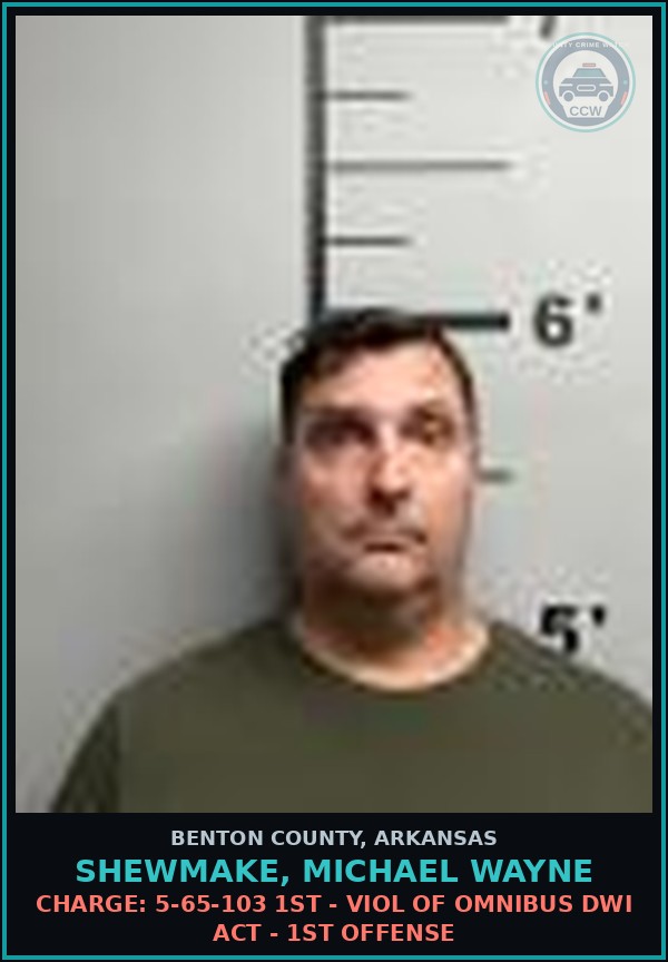 Booking mugshot of Shewmake, Michael Wayne in Benton County