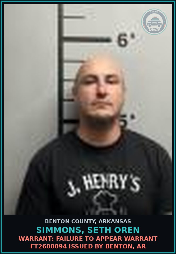 Booking mugshot of Simmons, Seth Oren in Benton County