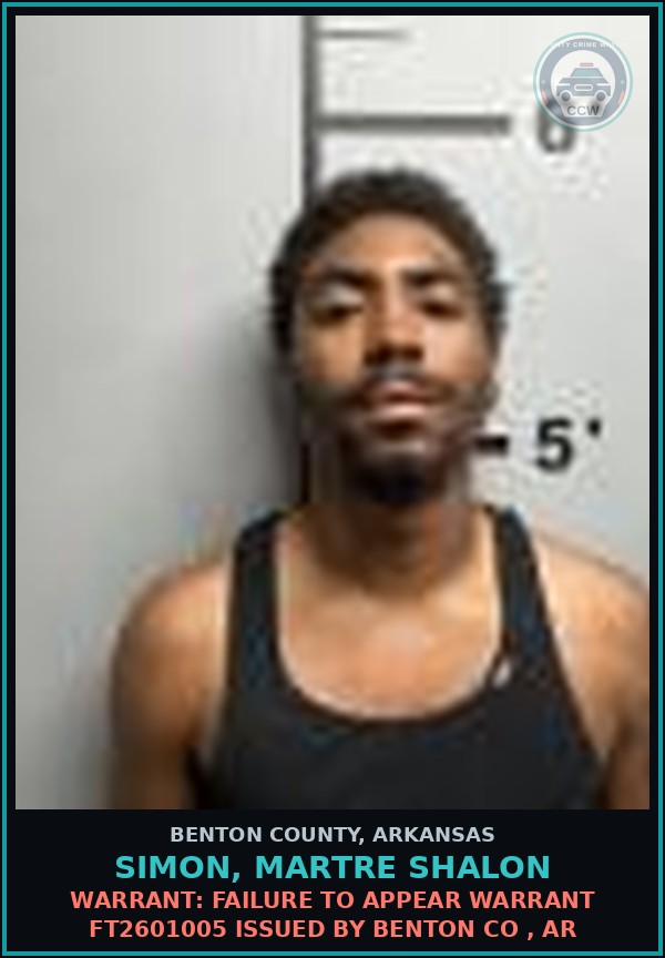 Booking mugshot of Simon, Martre Shalon in Benton County
