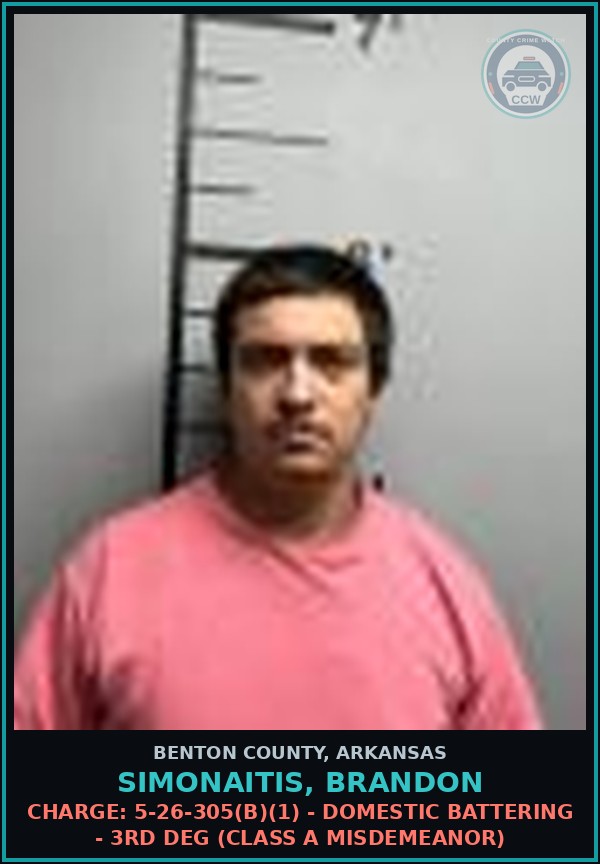 Booking mugshot of Simonaitis, Brandon in Benton County