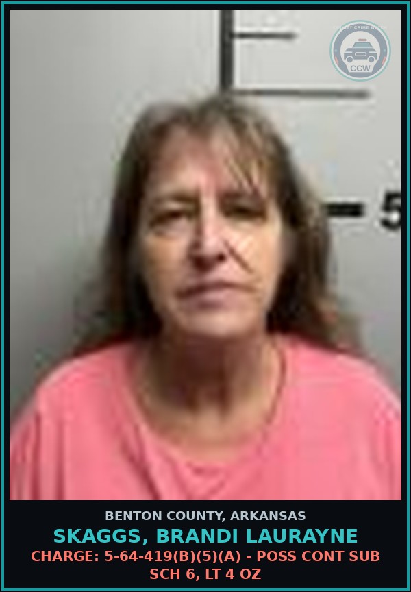 Booking mugshot of Skaggs, Brandi Laurayne in Benton County