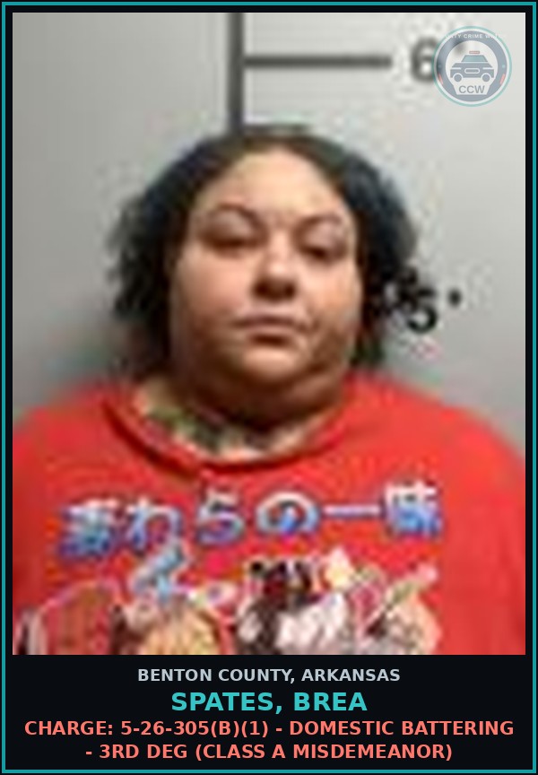 Booking mugshot of Spates, Brea in Benton County