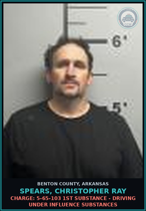 Booking mugshot of Spears, Christopher Ray in Benton County