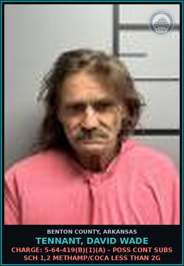 Booking mugshot of Tennant, David Wade in Benton County