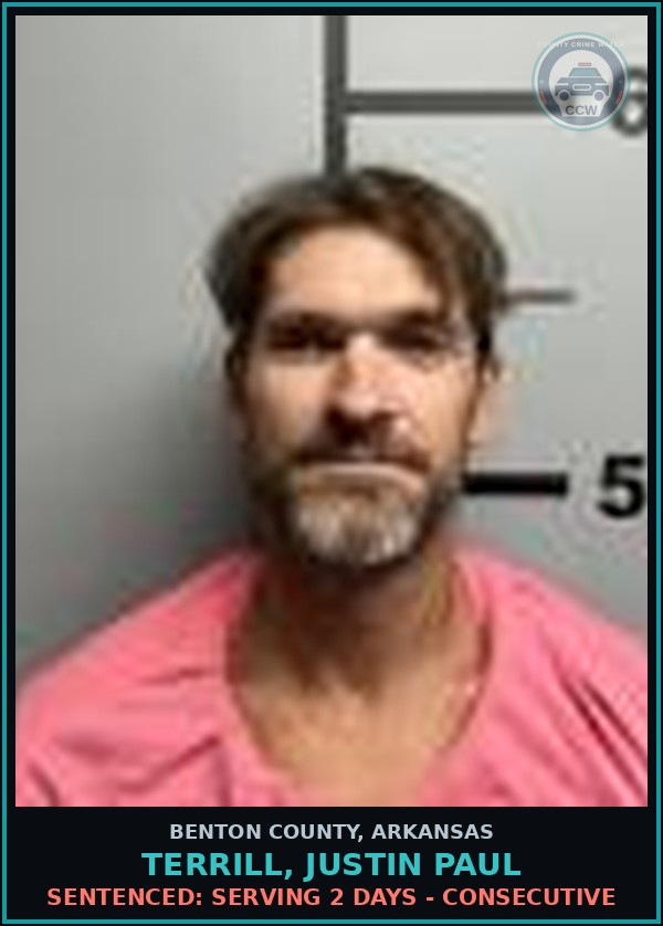 Booking mugshot of Terrill, Justin Paul in Benton County
