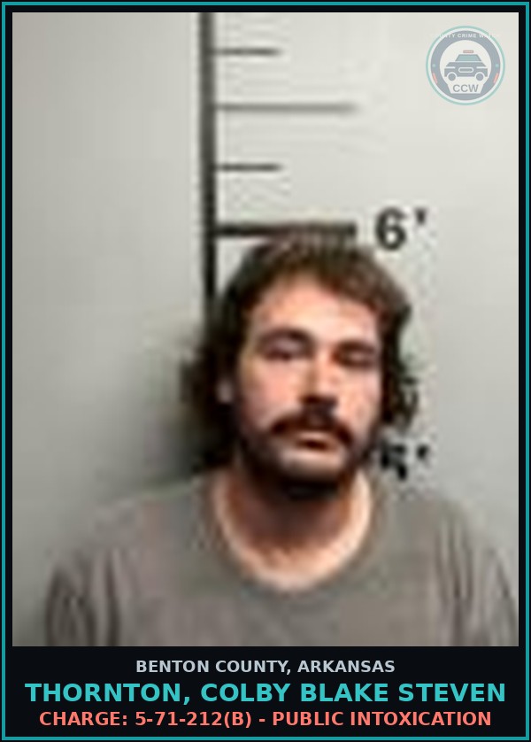 Booking mugshot of Thornton, Colby Blake Steven in Benton County
