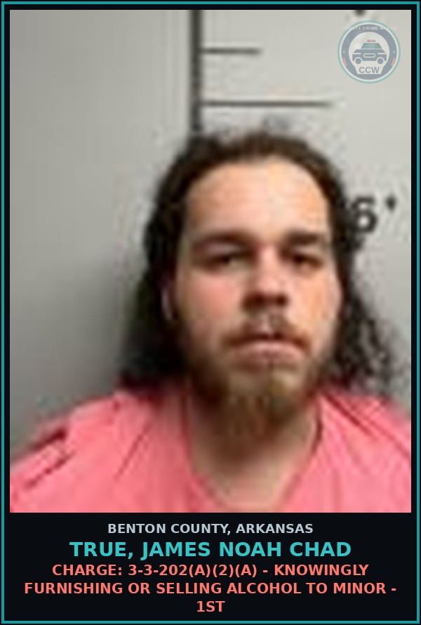 Booking mugshot of True, James Noah Chad in Benton County