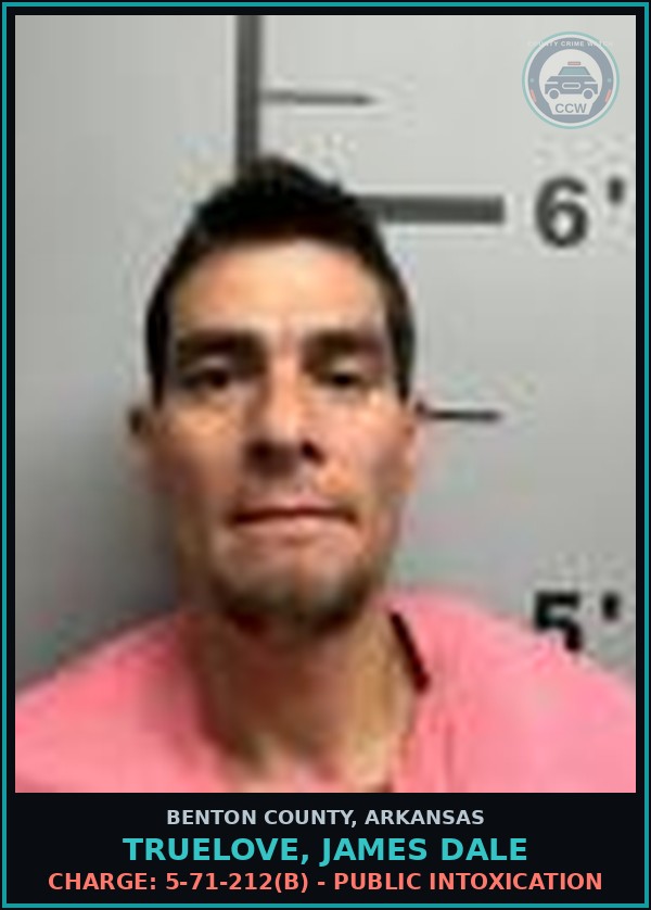Booking mugshot of Truelove, James Dale in Benton County