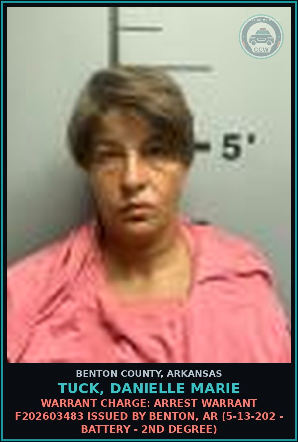 Booking mugshot of Tuck, Danielle Marie in Benton County