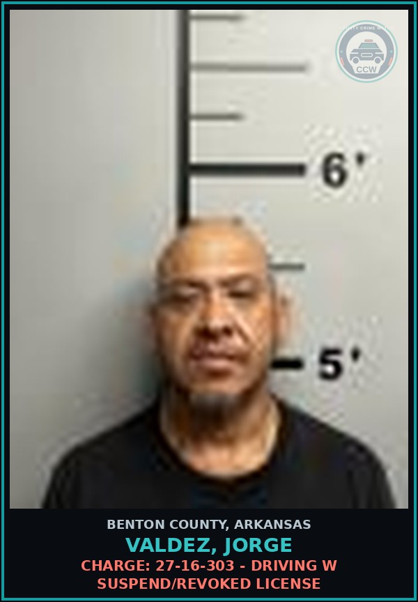 Booking mugshot of Valdez, Jorge in Benton County