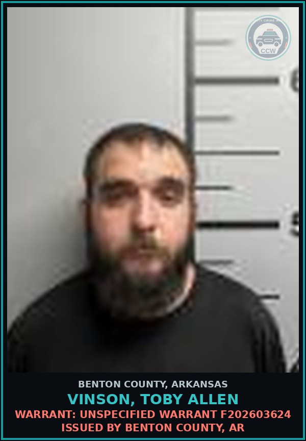 Booking mugshot of Vinson, Toby Allen in Benton County