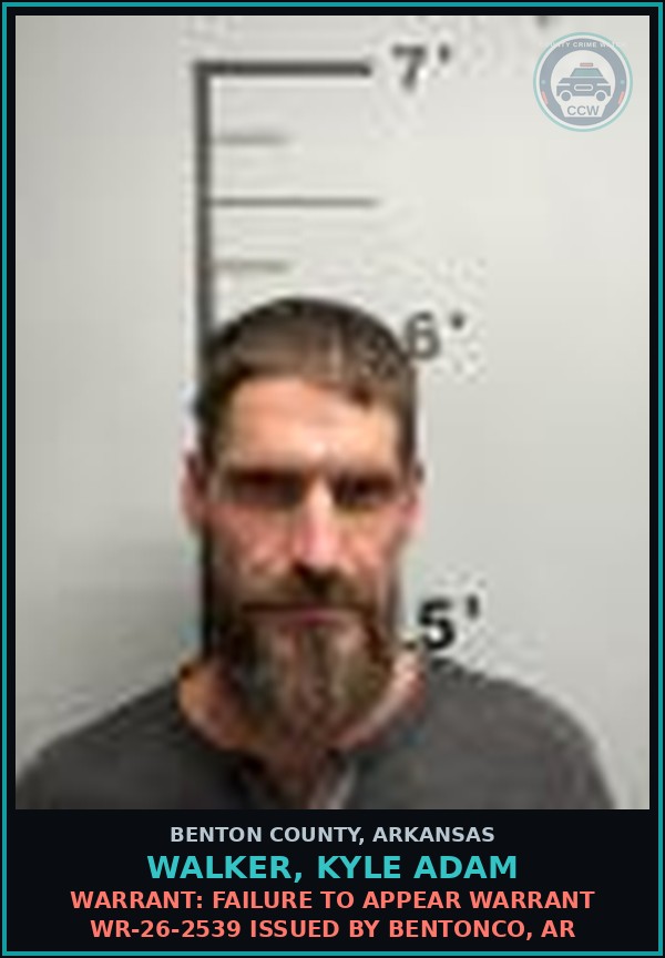 Booking mugshot of Walker, Kyle Adam in Benton County