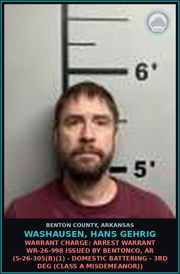 Booking mugshot of Washausen, Hans Gehrig in Benton County