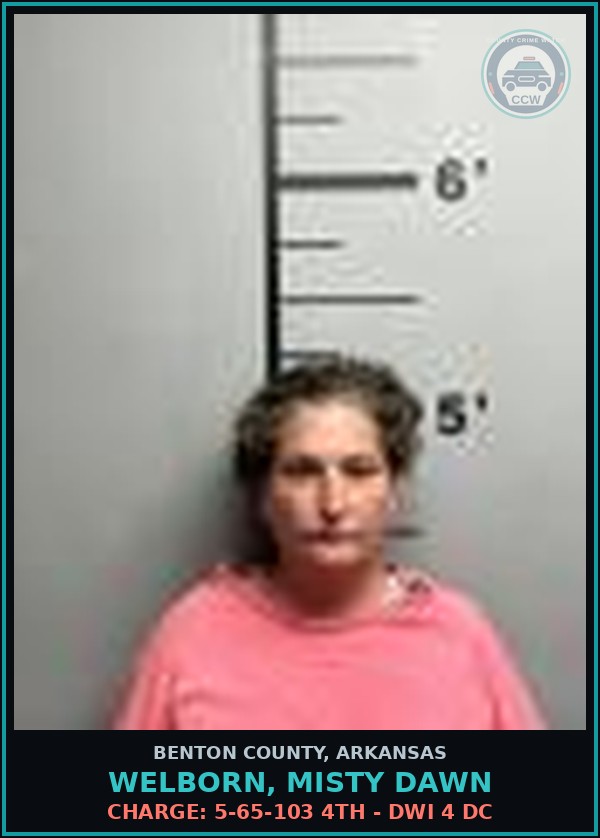 Booking mugshot of Welborn, Misty Dawn in Benton County