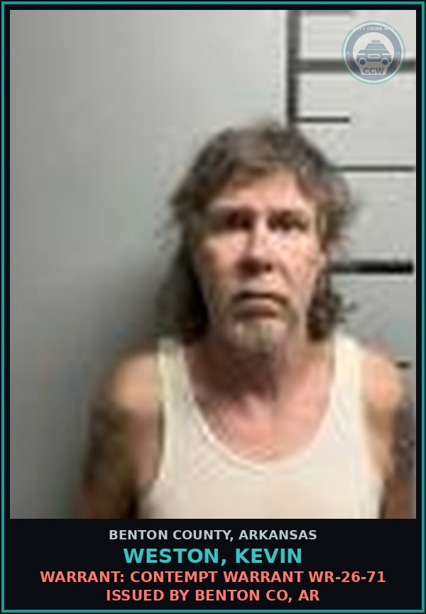 Booking mugshot of Weston, Kevin in Benton County