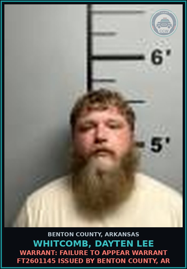 Booking mugshot of Whitcomb, Dayten Lee in Benton County