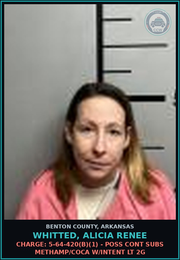 Booking mugshot of Whitted, Alicia Renee in Benton County