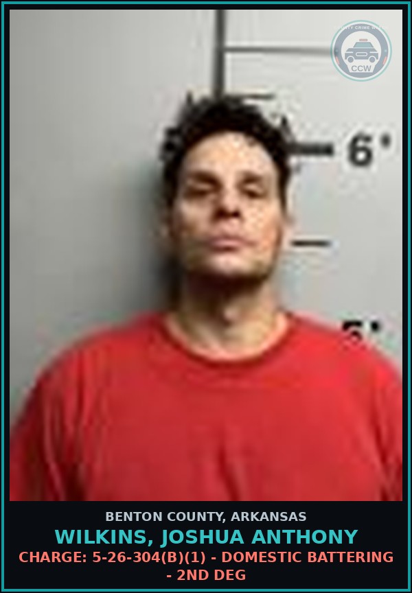 Booking mugshot of Wilkins, Joshua Anthony in Benton County