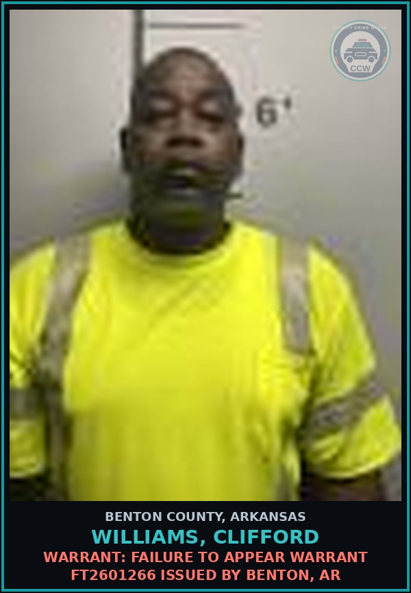 Booking mugshot of Williams, Clifford in Benton County